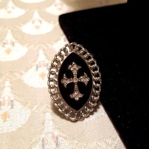 COPY - Guess Silver and Black Cross ring